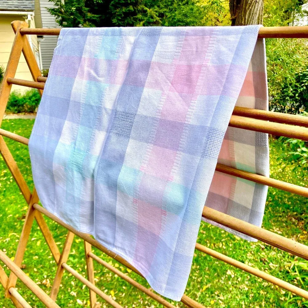 Pastel Plaid 100% Cotton Square-ish Tablecloth